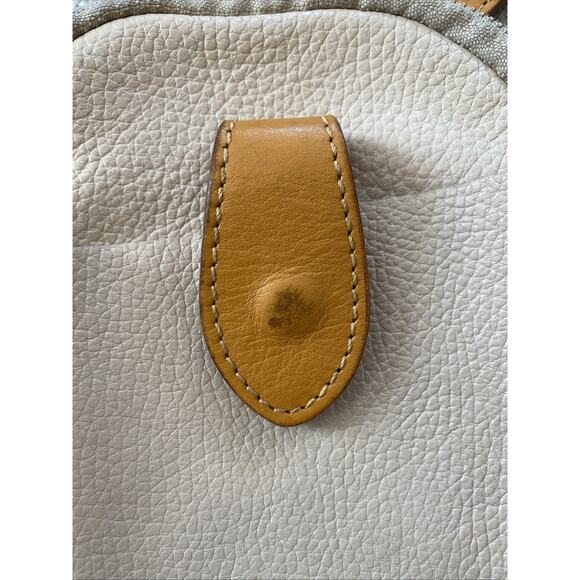 Divina Firenze Leather Crossbody Mini Zipper Bag Camel Brown Ivory Classic Purse - Picture 6 of 10